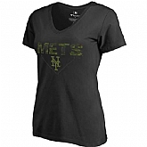 Women's New York Mets Fanatics Branded Black Big & Tall Memorial V Neck Camo T-shirt FengYun,baseball caps,new era cap wholesale,wholesale hats